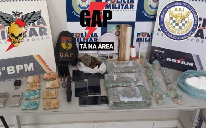 Casal é preso em flagrante pela PM com drogas e arma de fogo em Cuiabá