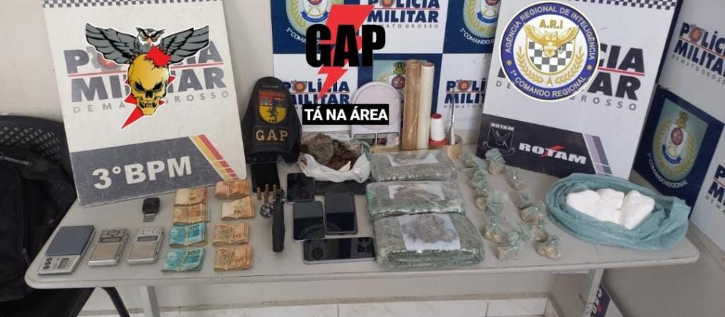 Casal é preso em flagrante pela PM com drogas e arma de fogo em Cuiabá