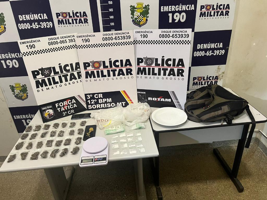 Polícia Militar detêm membros de facção com porções de drogas em Sorriso